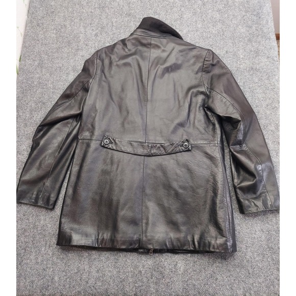 Gap Leather Jacket Mens Large Black Driving Quilted Lined Y2K Zip Classic Coat - Picture 12 of 12